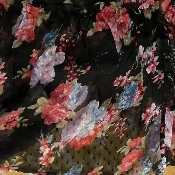 Betsey Johnson, semi sheer flowing polkadot floral cover up one size NWT - Picture 2 of 4